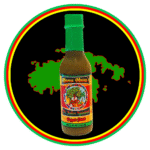 A bottle of spicy habanero hot sauce with a colorful label.